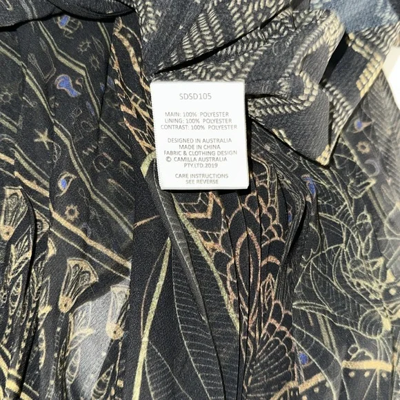 CAMILLA *Cobra King* black pleated double layer 2 pc Egyptian print dress top S - Picture 12 of 14